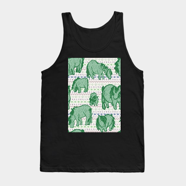 Fairisle Shetland Ponies - Green Tank Top by Juliewdesigns